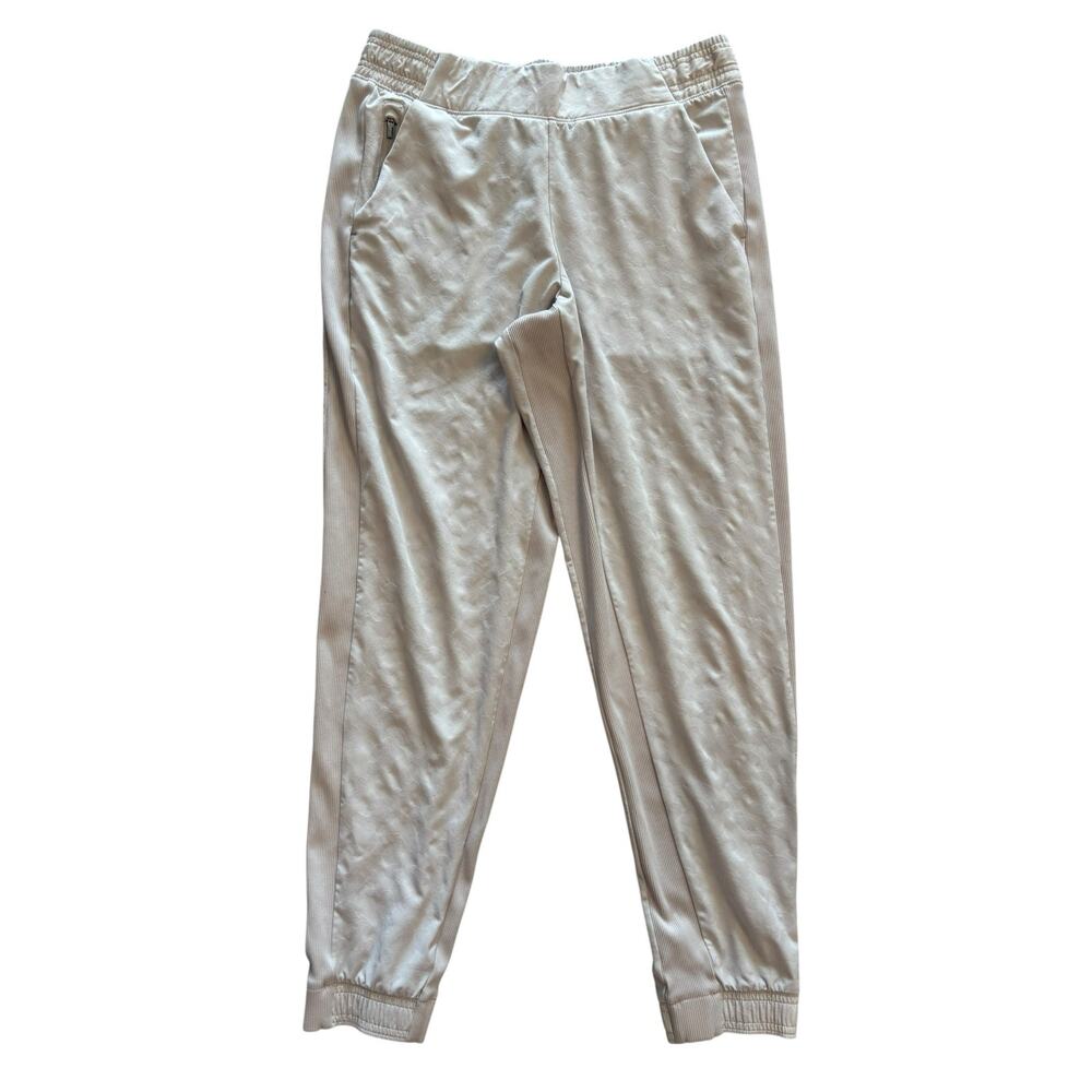 ATHLETA BROOKLYN TEXTURED JOGGER PANTS SIZE 6 MEDIUM CREAM CHEETAH